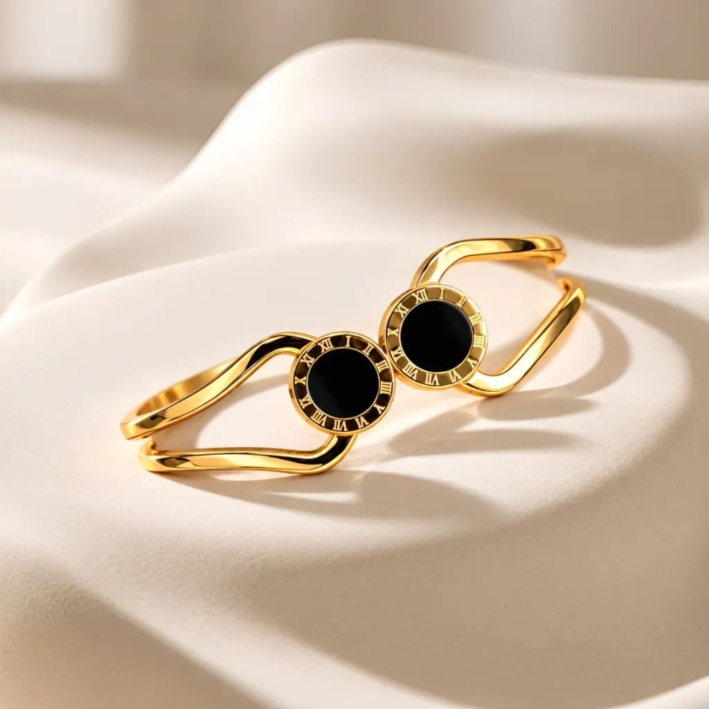 Luxury Gold Roman Numeral Cuff.webp
