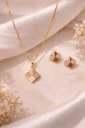 Luxe Quadra Gold Necklace & Stud Earring Set