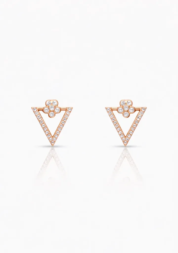 [DC 031] Rose Gold Plated Triangle Crystal Earrings