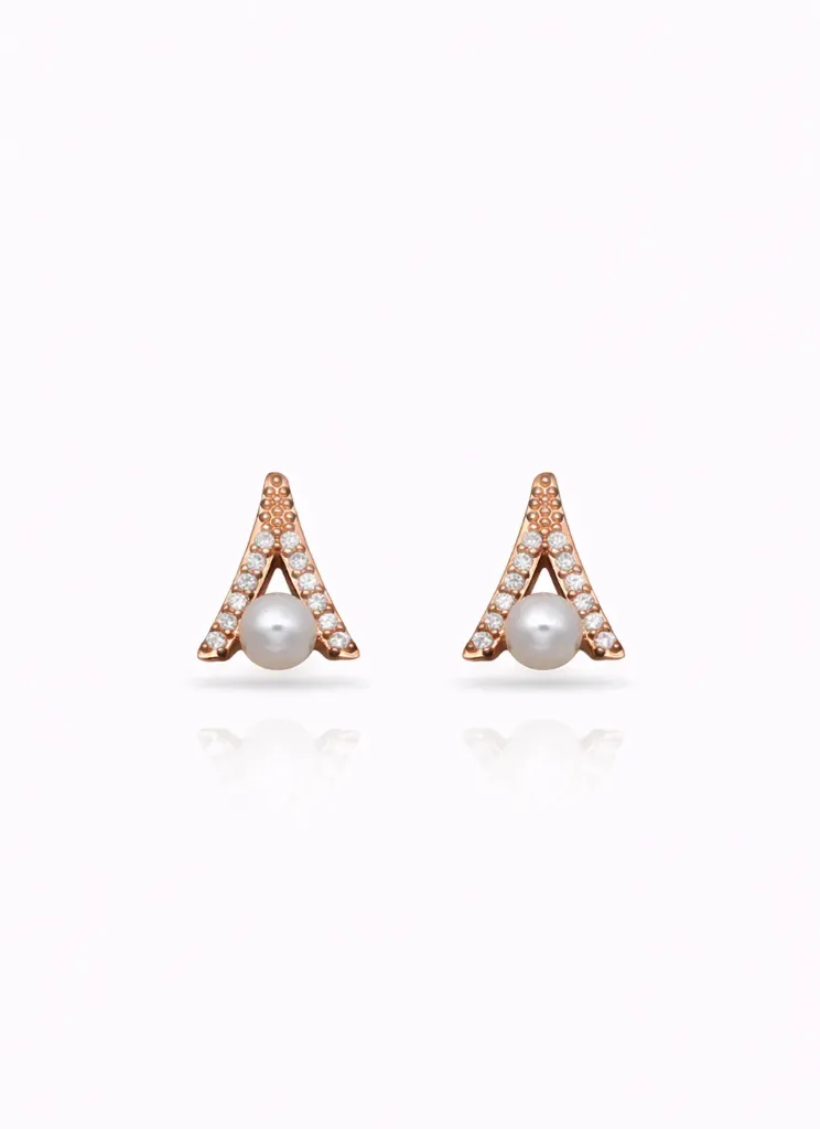 [DC 035] Triangle Pearl Crystal Earrings