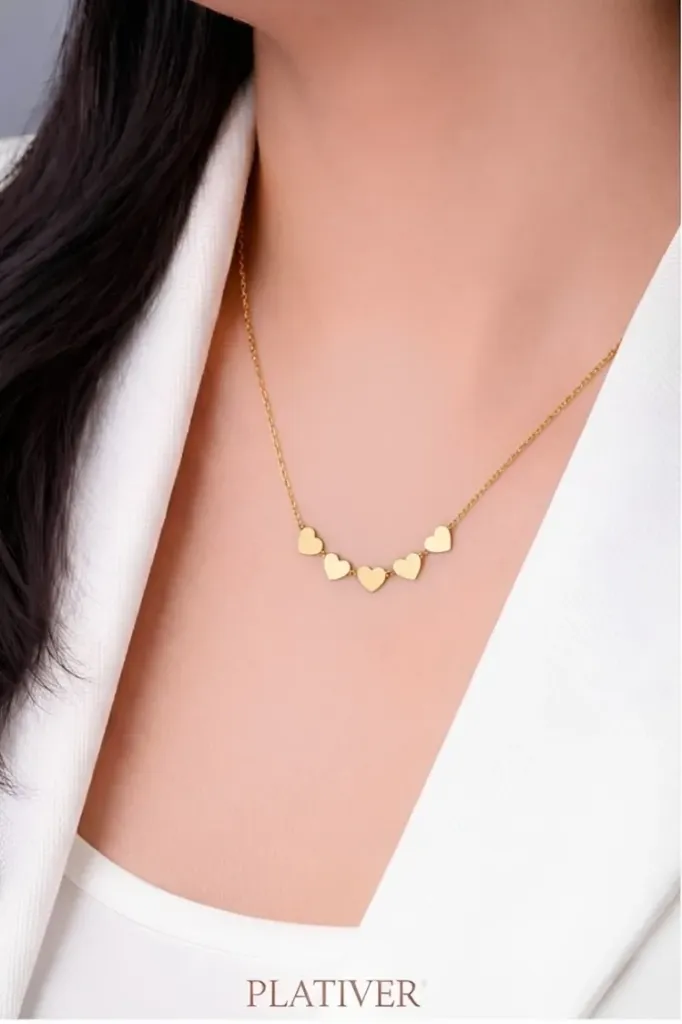 [KZ 042] Golden Multi-Heart Charm Necklace