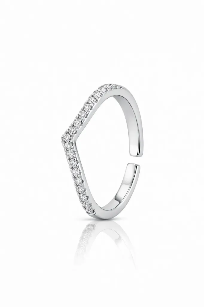 [DC 041] Elegant Curved Diamond Studded Band Ring