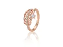 Rose Gold Leaf Design Diamond Accent Open Ring