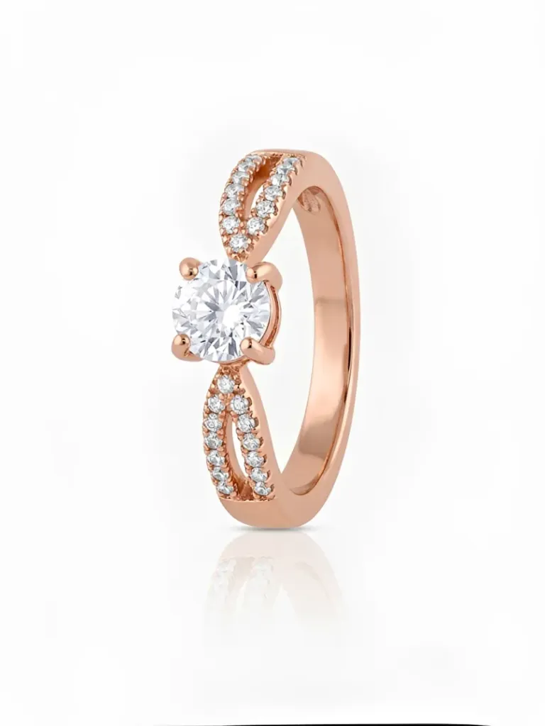 [DC  044] Twisted Diamond Accent Solitaire Ring