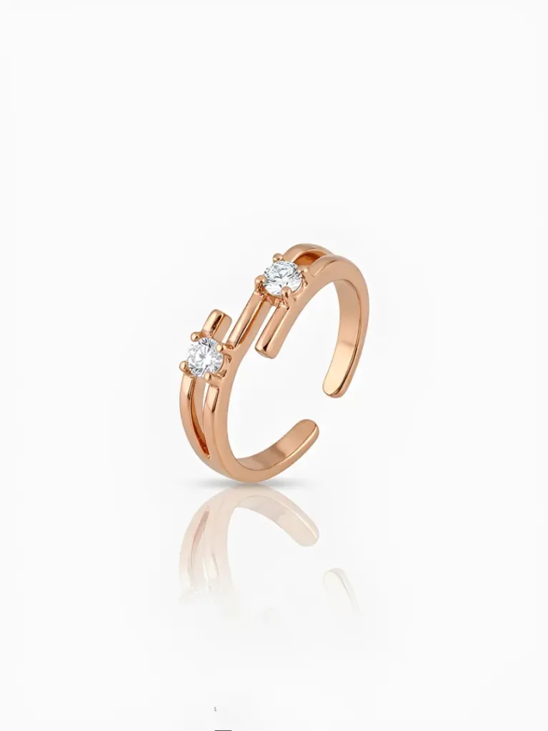 Dual Stone Open Rose Gold Ring