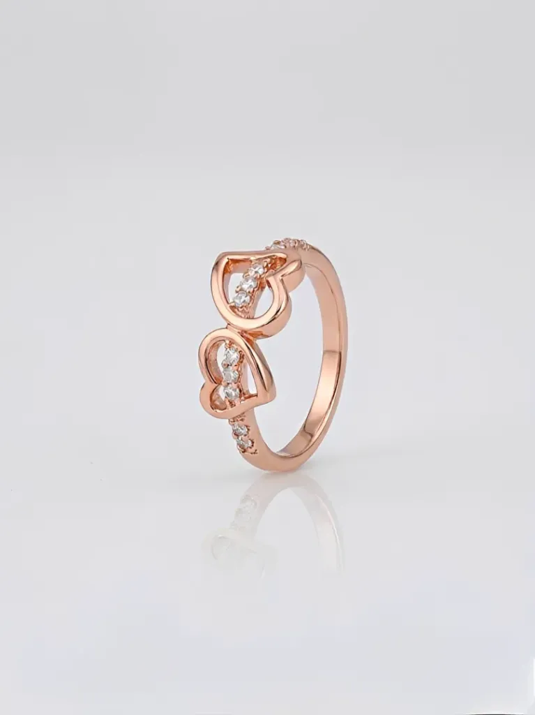 Double Heart Rose Gold Ring