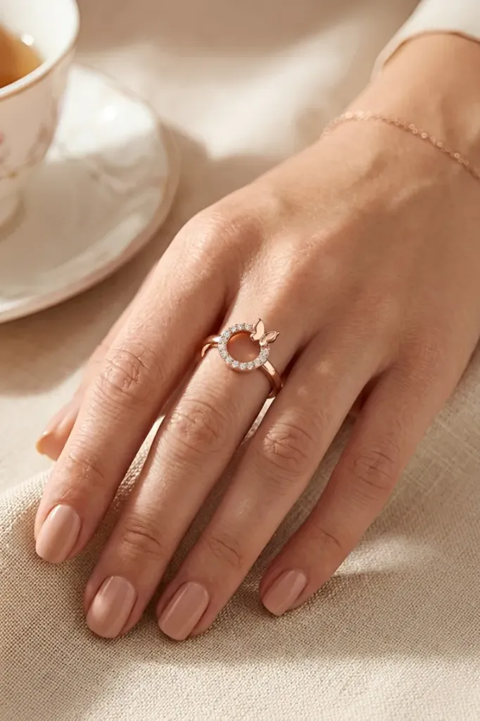 Butterfly Circle Rose Gold Ring