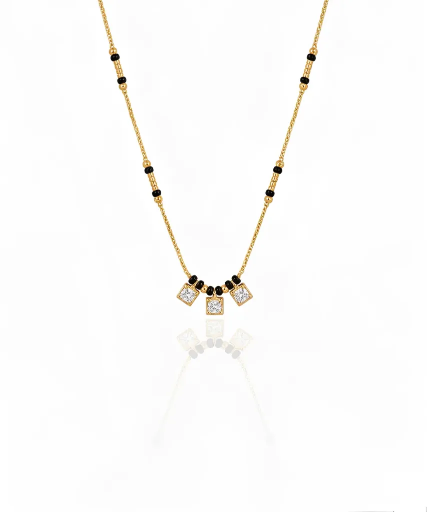 Triple Charm Black Bead Mangalsutra