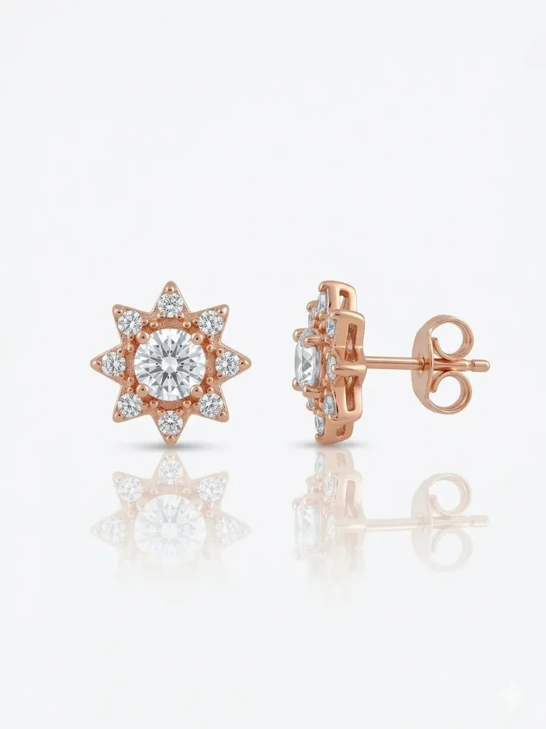 Diamond Rose Gold Stud Earrings