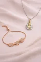 Pendant Necklace with Crystal Triangle Bracelet Set