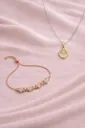Pendant Necklace with Crystal Heart Bracelet Set