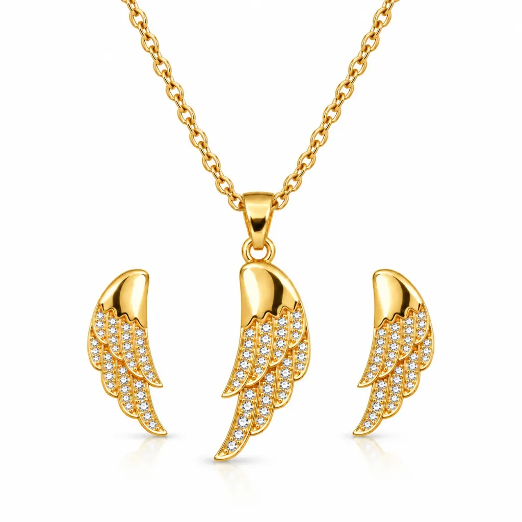 [DC 080] Golden Angel Wing Necklace & Earring Set
