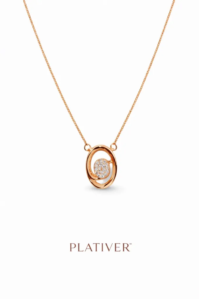 Rose Gold Oval Pendant Necklace