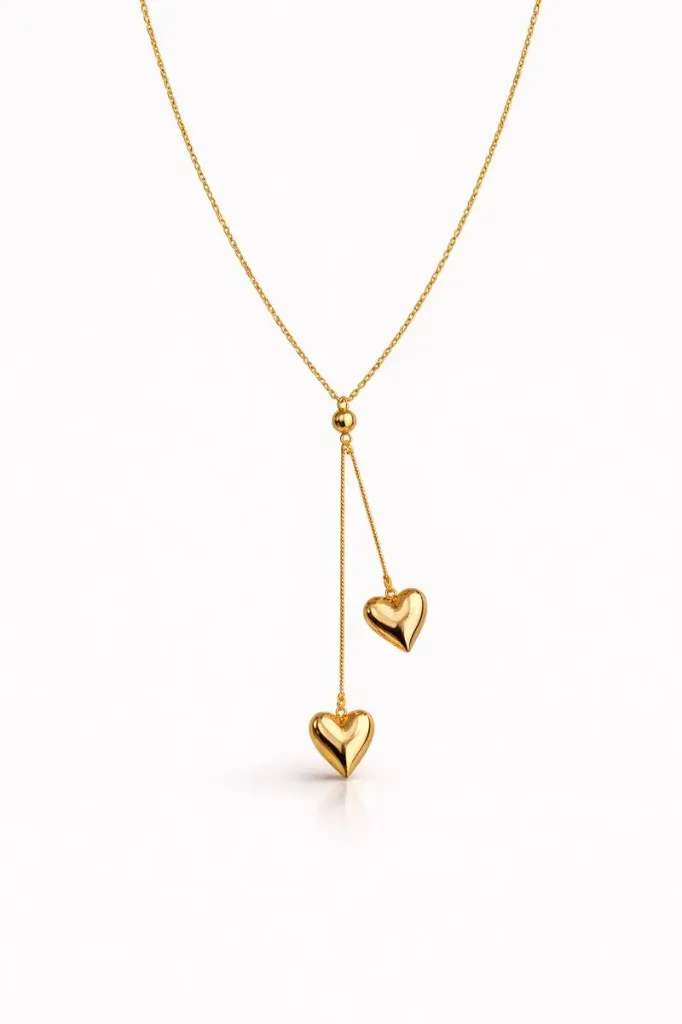 [KZ 005] Necklace with Double Heart Pendant
