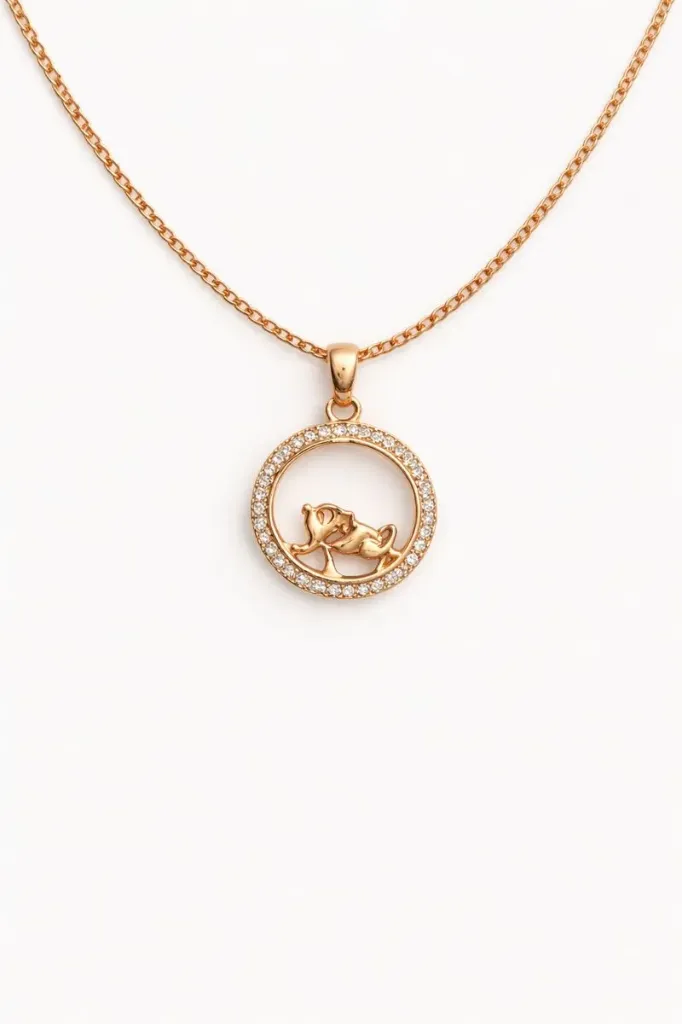 Rose Gold Pendant Necklace with Crystal Circle DC 002