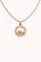 Rose Gold Pendant Necklace with Crystal Circle