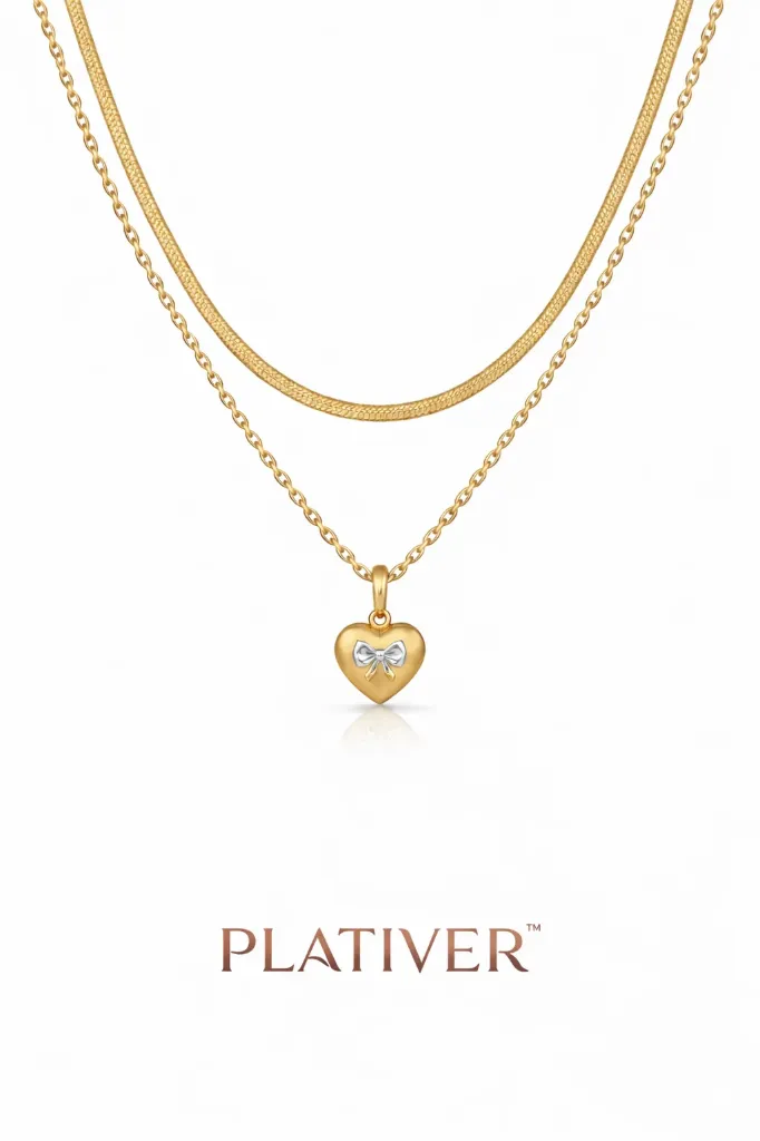 Layered Necklace Set with Heart Pendant KZ002