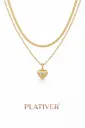 Layered Necklace Set with Heart Pendant
