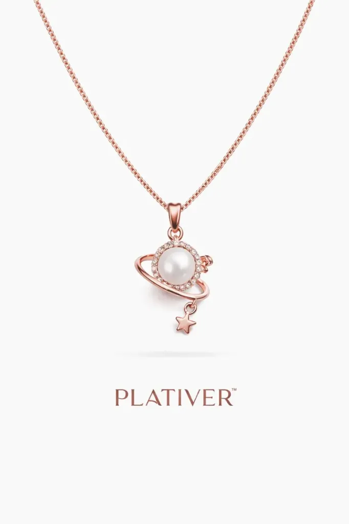 Rose Gold Pearl Pendant Necklace with Star Charm DC005