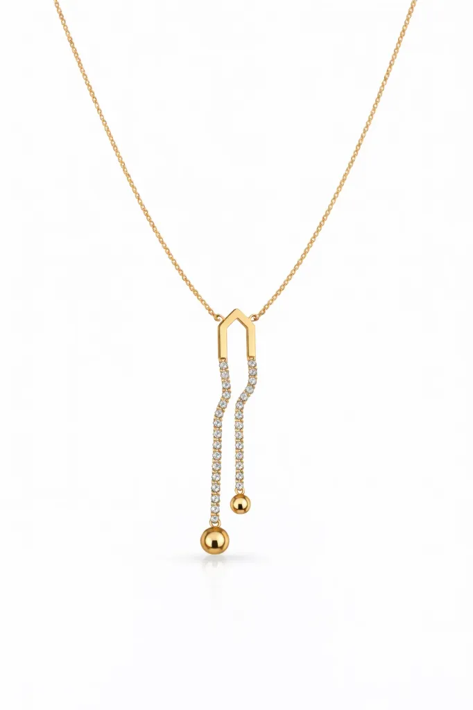 Lariat Necklace with Crystal Embellished Drops