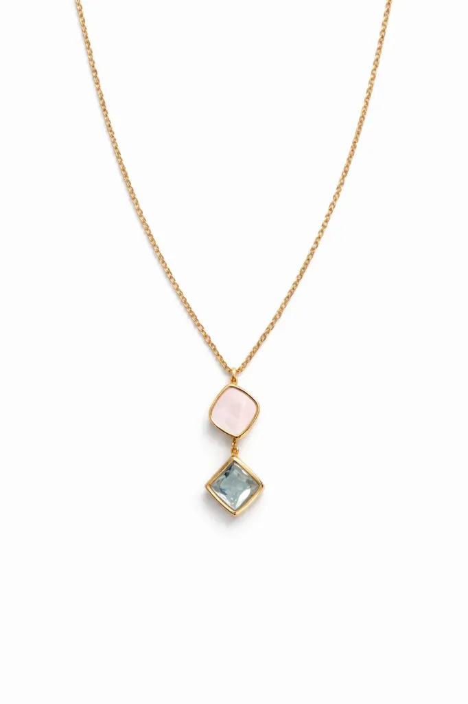[KZ 021] Pendant Necklace with Pink Gemstone