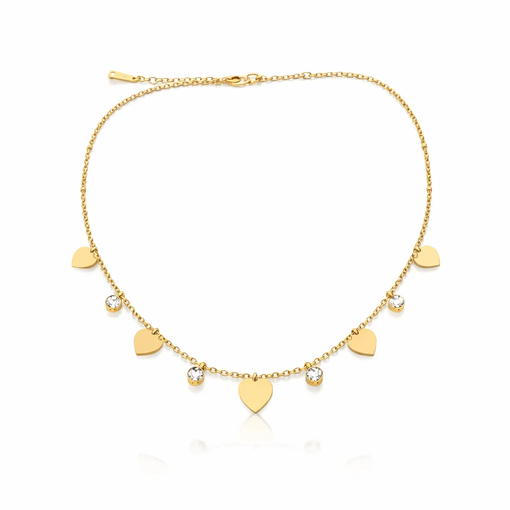 [KZ 031] Gold Clover Necklace with Crystal