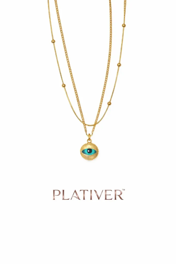 Layered Necklace Set with Evil Eye Pendant