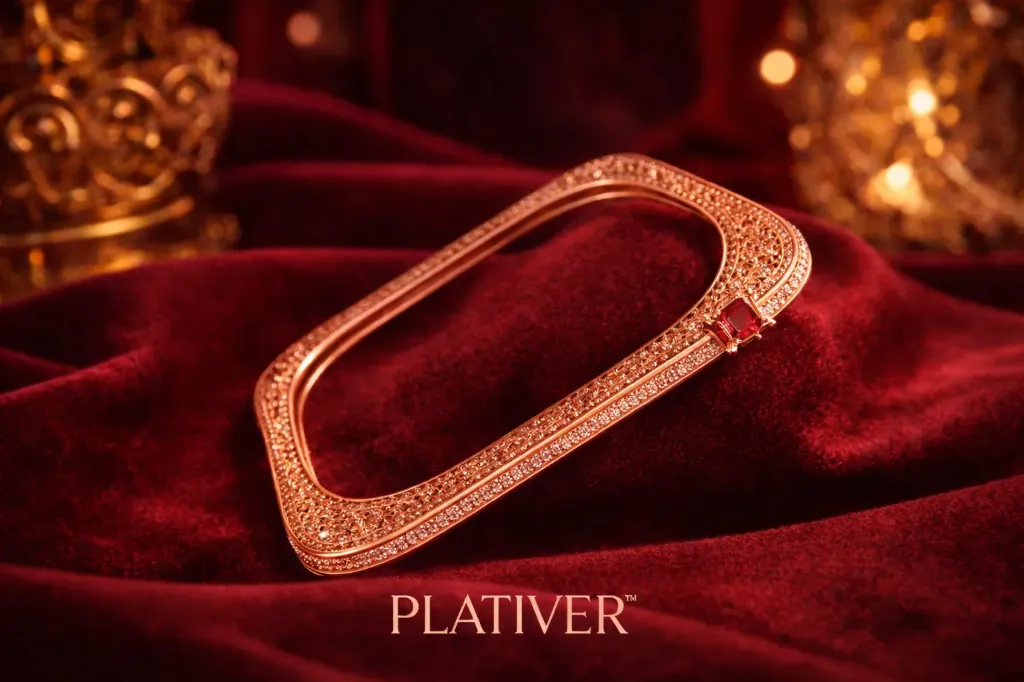 [DC 014] Rose Gold Textured Rectangular Bangle Bracelet